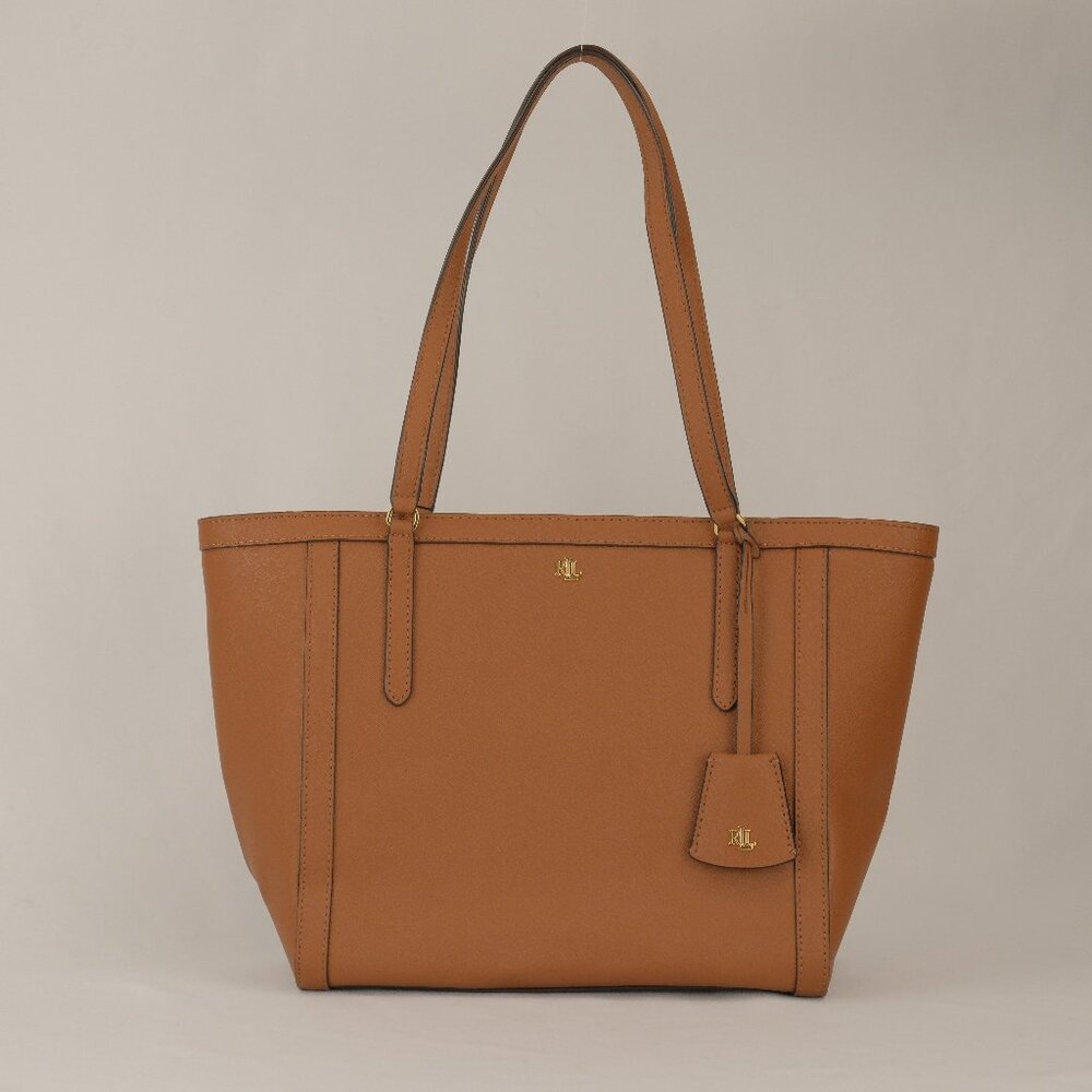 Lauren Ralph Lauren Clare Cross Hatch Leather Slim Tote, Brown
